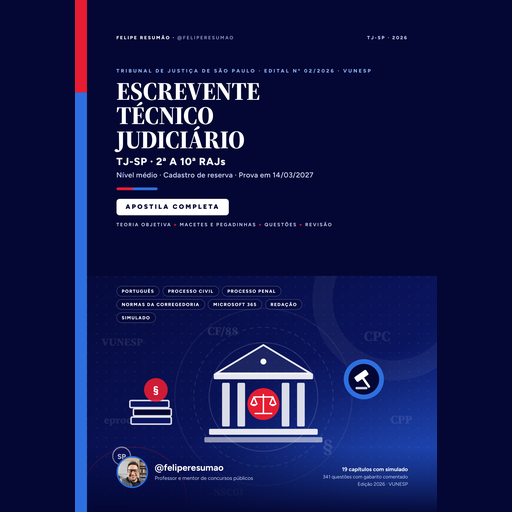 Apostila Completa TJ-SP 2026 - Escrevente Técnico Judiciário (VUNESP)