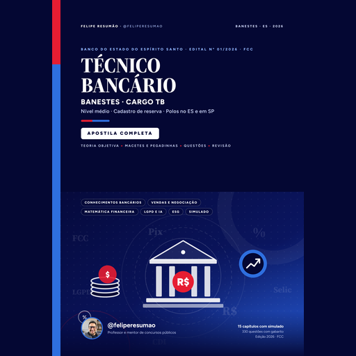 Apostila Completa Banestes 2026 - Técnico Bancário (FCC)