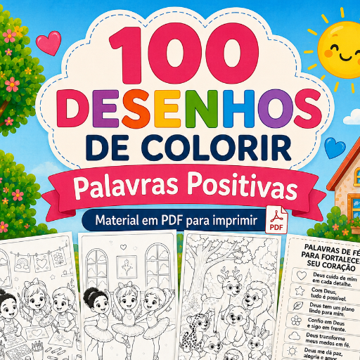 Desenhos Para Colorir + Potinho Palavras Positivas 