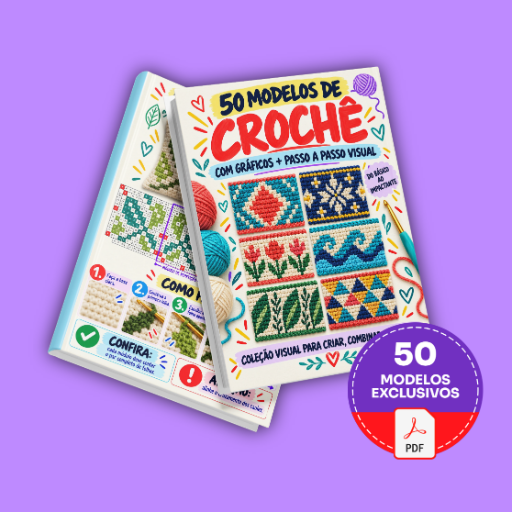 50 Modelos de Crochê Mosaico Passo a Passo Visual - Básico