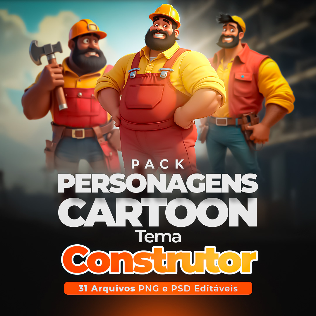 Pack 66 Personagens Cartoon Construtor PNG/PSD