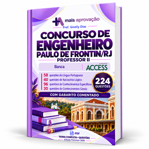 Apostila para Professor II do concurso de Engenheiro Paulo de Frontin com 224 questões comentadas