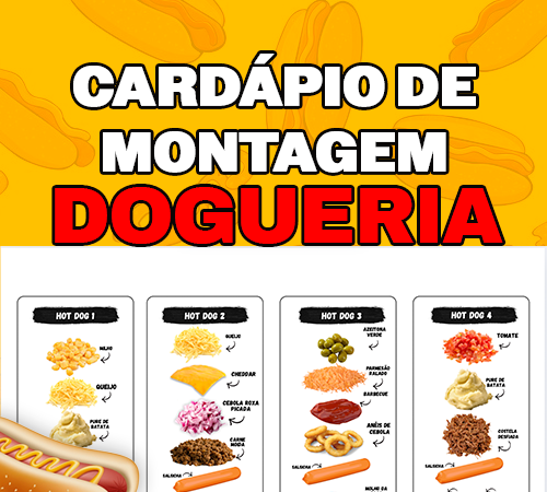 Cardápio de EDITÁVEL de Montagem para DOGUERIA