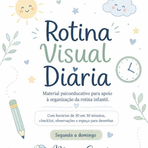 Rotina Visual Semanal Infantil - Planner psicoeducativo para organização da rotina