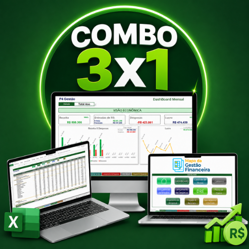 Combo 3 em 1: Mapa da Gestão Financeira + Planilha de Precificação + Planilha de Finanças Pessoais