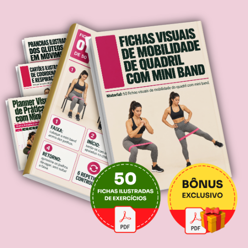 Fichas Visuais de Mobilidade de Quadril com Mini Band - Completo