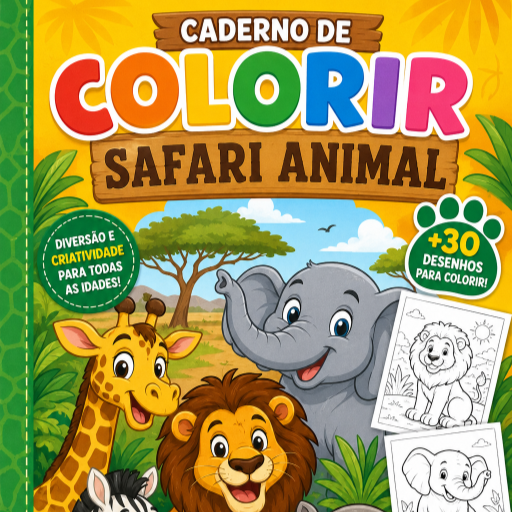 🦁 Caderno de Colorir Safari Animal