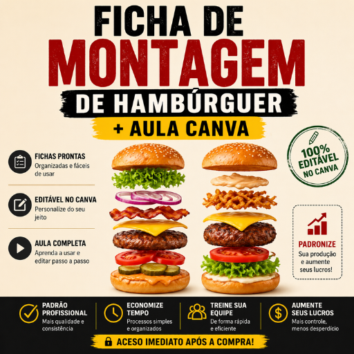 Ficha de Montagem de Hambúrguer + Aula Canva