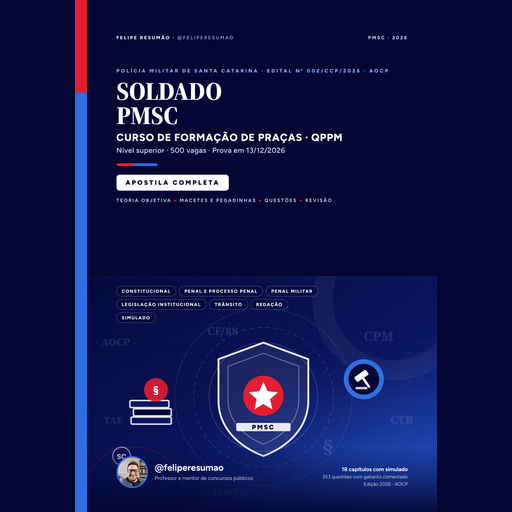 Apostila Completa PMSC 2026 - Soldado (Instituto AOCP)