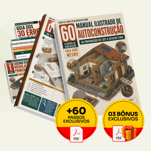 Casa de Tijolo Ecológico do Zero — 60 Etapas Técnicas Ilustradas - Completo