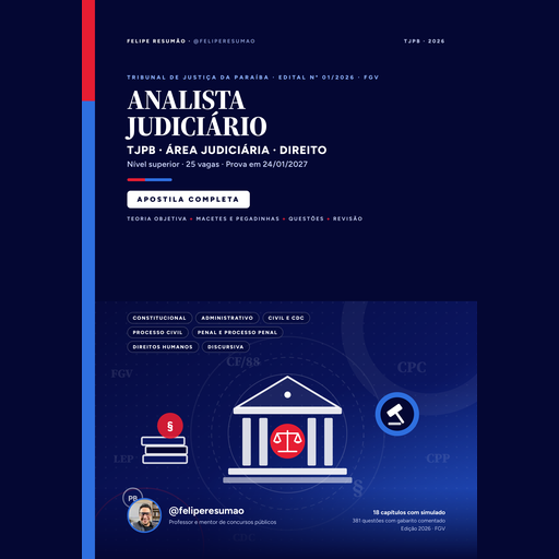 Apostila Completa TJPB 2026 - Analista Judiciário (FGV)