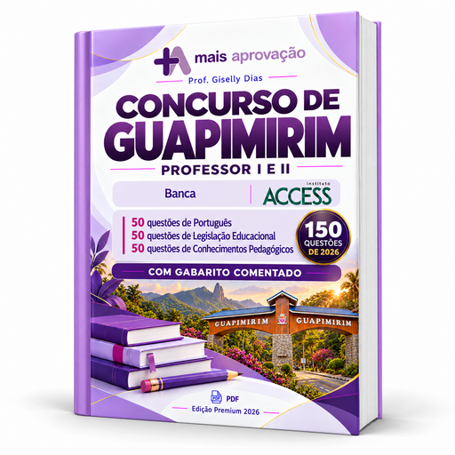Apostila Concurso de Guapimirim 2026 para Professor I e II com 150 questões comentadas